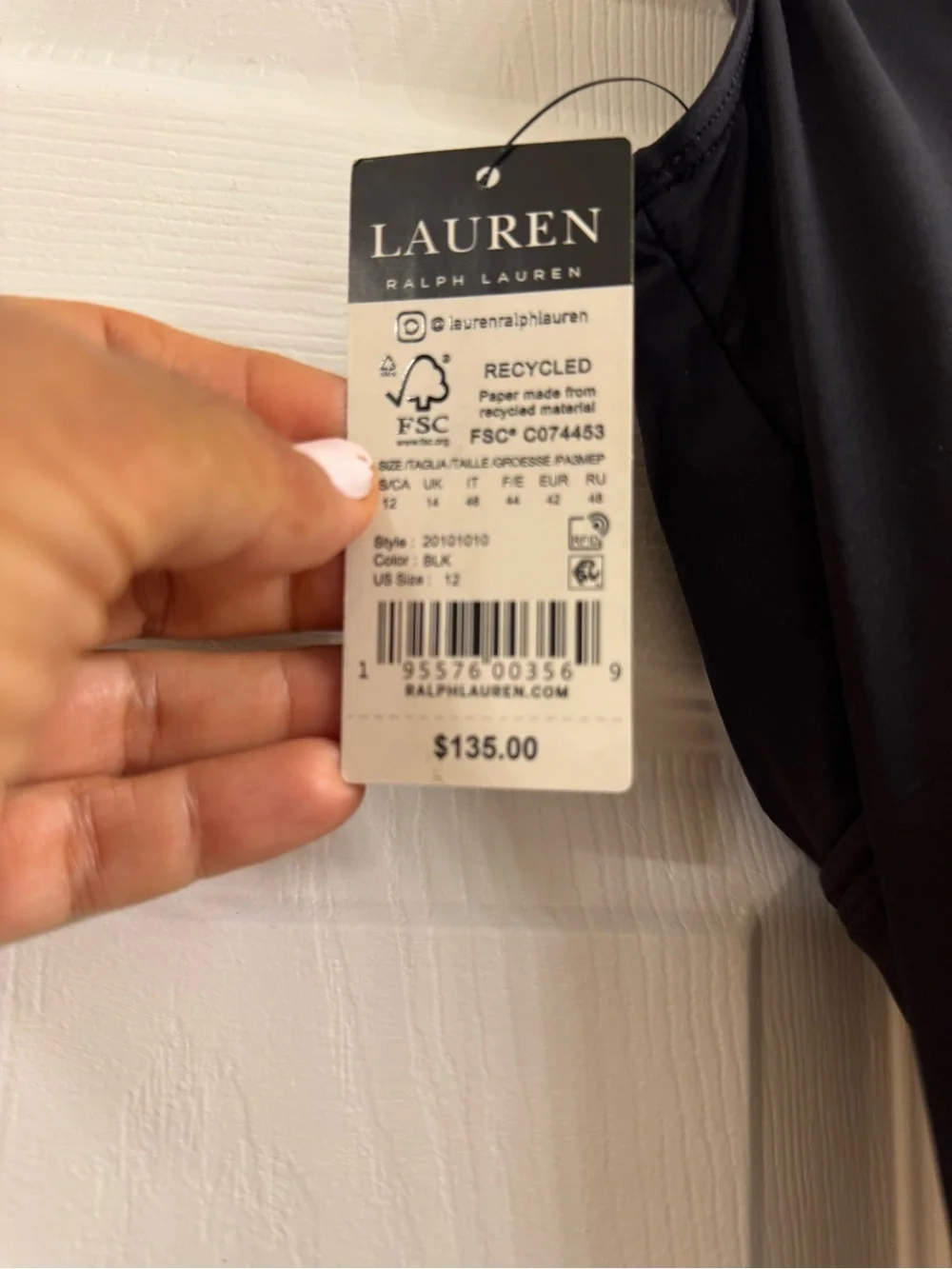 Ralph Lauren Black One-Piece Swimsuit with V-Neck